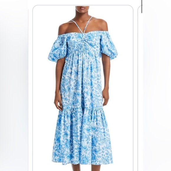 AQUA by Bloomingdale’s Blue and White Floral Dress - Picture 1 of 8